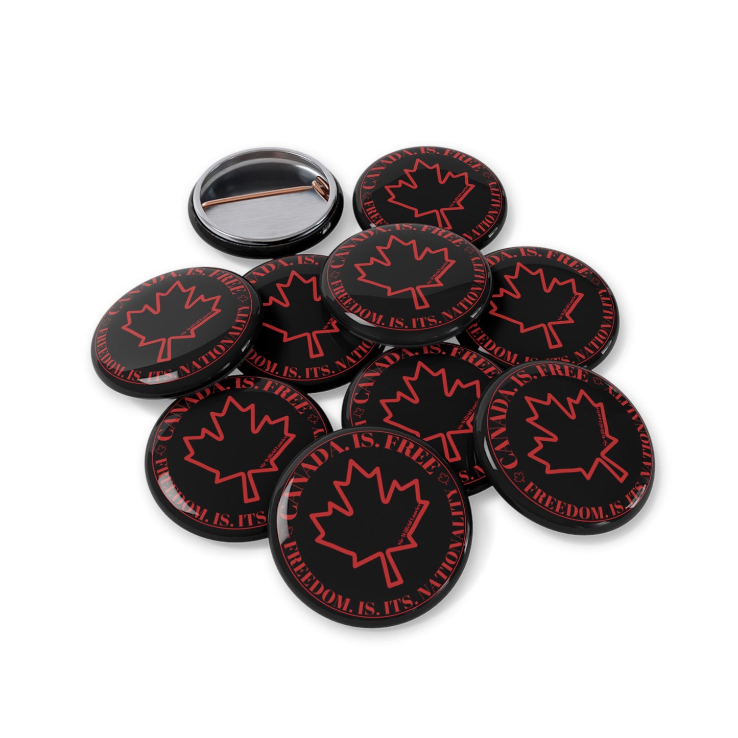 Stylish Canadian Maple Leaf Round Pins - Canada is Free. Perfect for Fashion and Celebrations