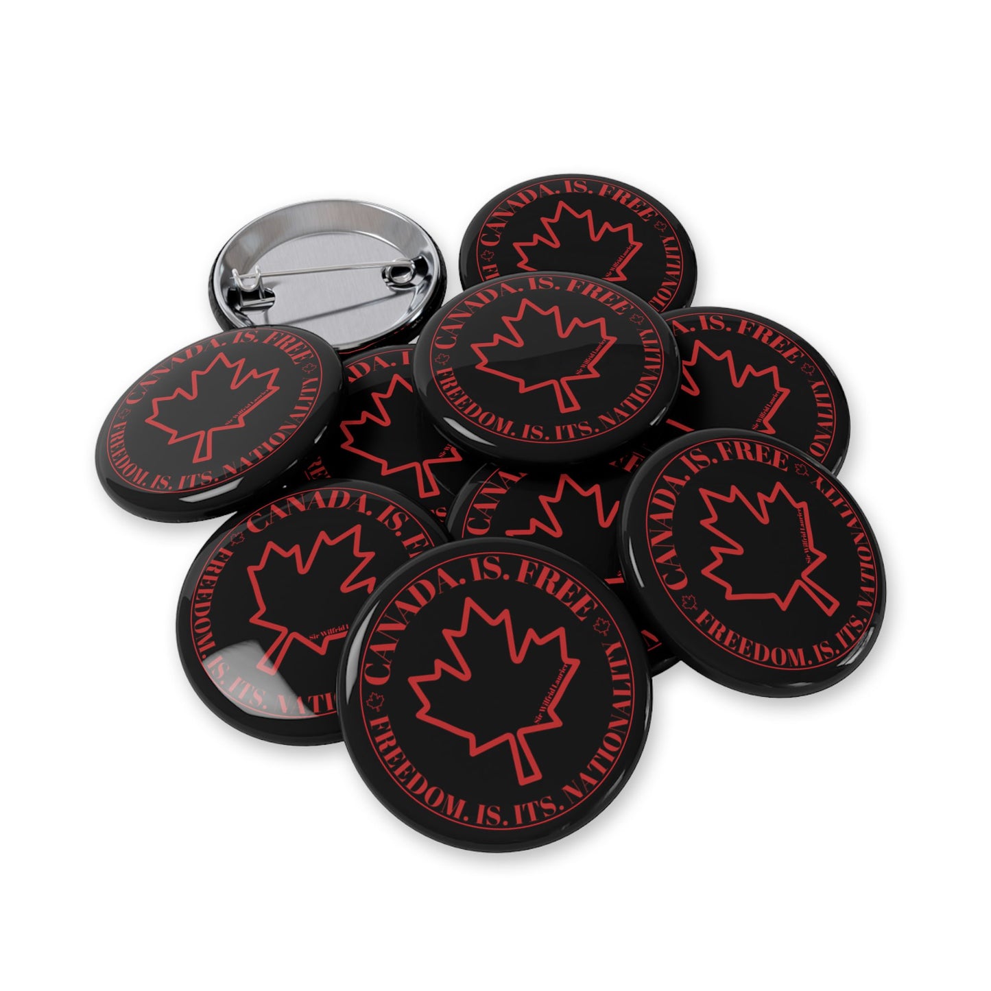 Stylish Canadian Maple Leaf Round Pins - Canada is Free. Perfect for Fashion and Celebrations