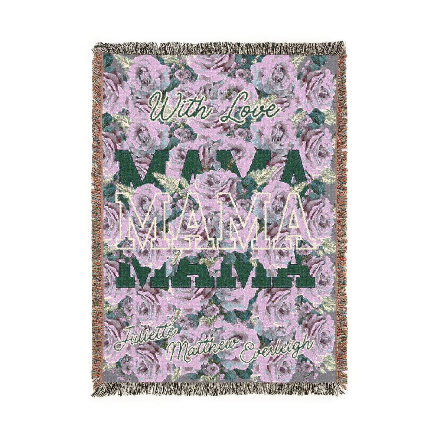Floral Woven Blanket - "With Love, Mama" Cozy Throw for Mothers Day & Home Decor