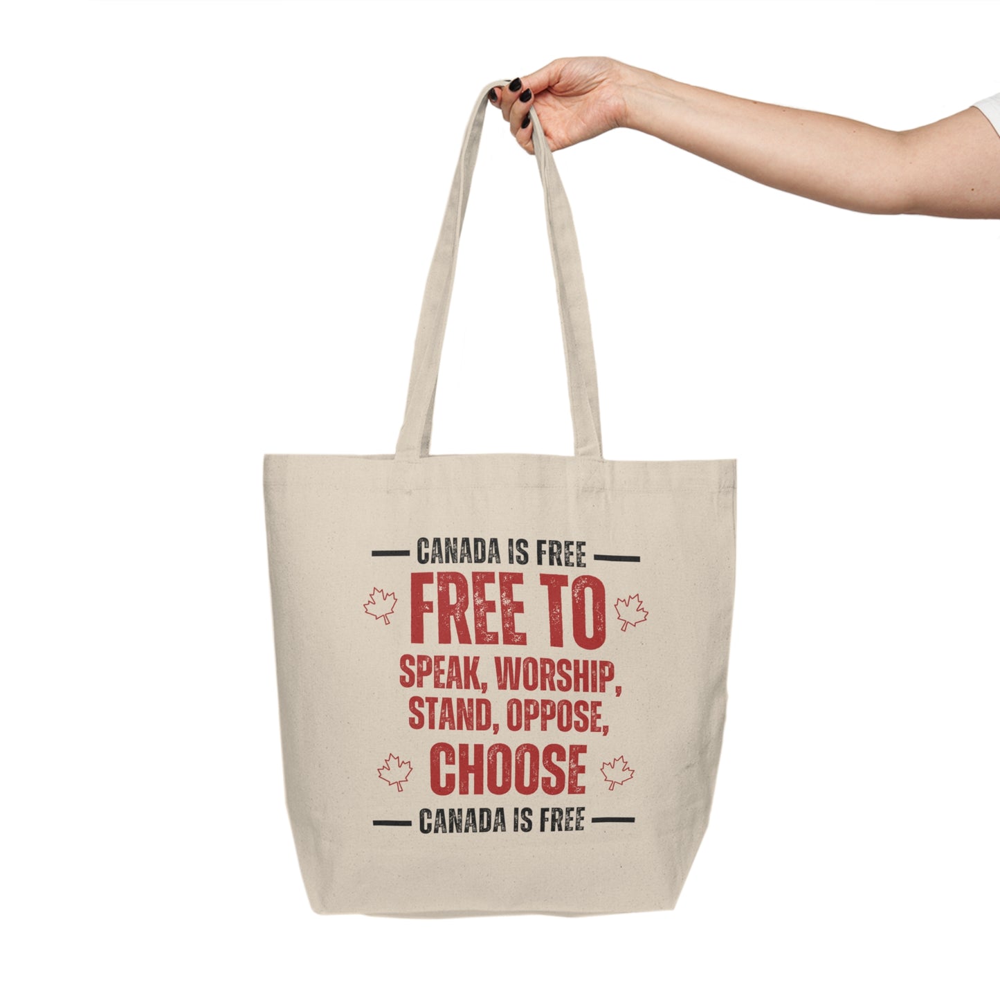Patriotic Canada Free To... Canvas Tote Bag - Eco-Friendly Shopping Bag for Canadian Pride