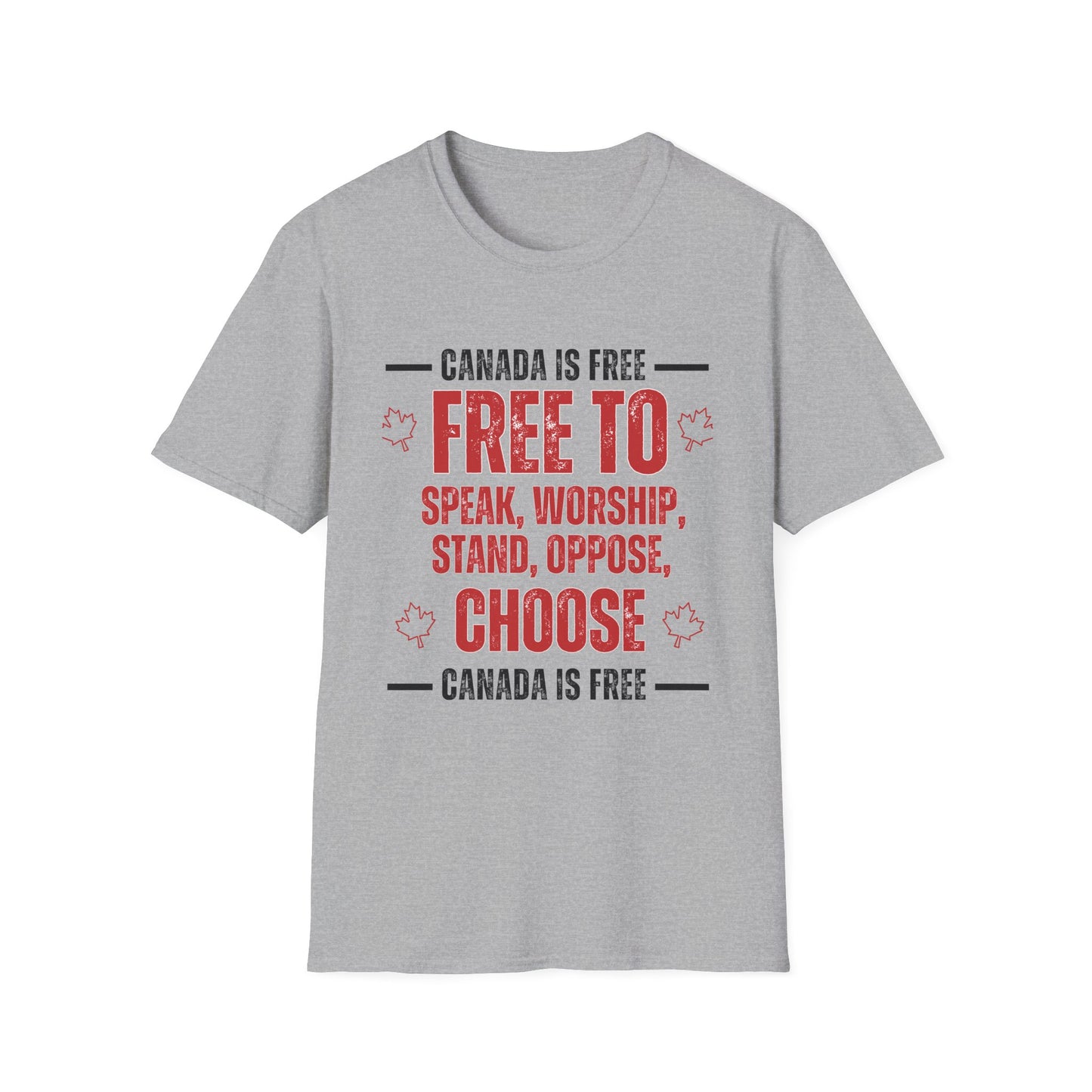 Canada is Free. Unisex black/red letter T-Shirt - Canada Pride Tee