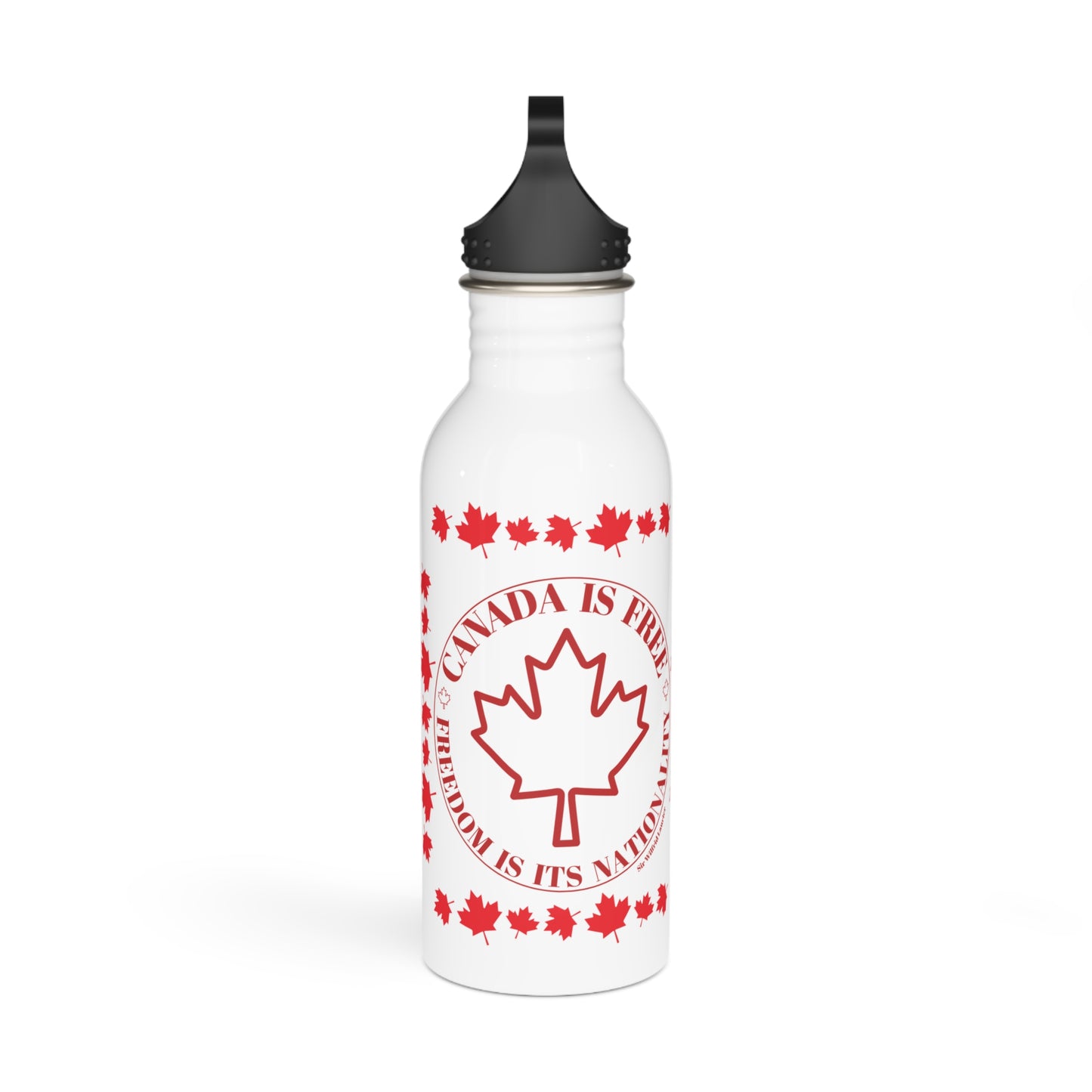 Canada is Free Stainless Steel Water Bottle - Freedom Theme with Maple Leaf Design