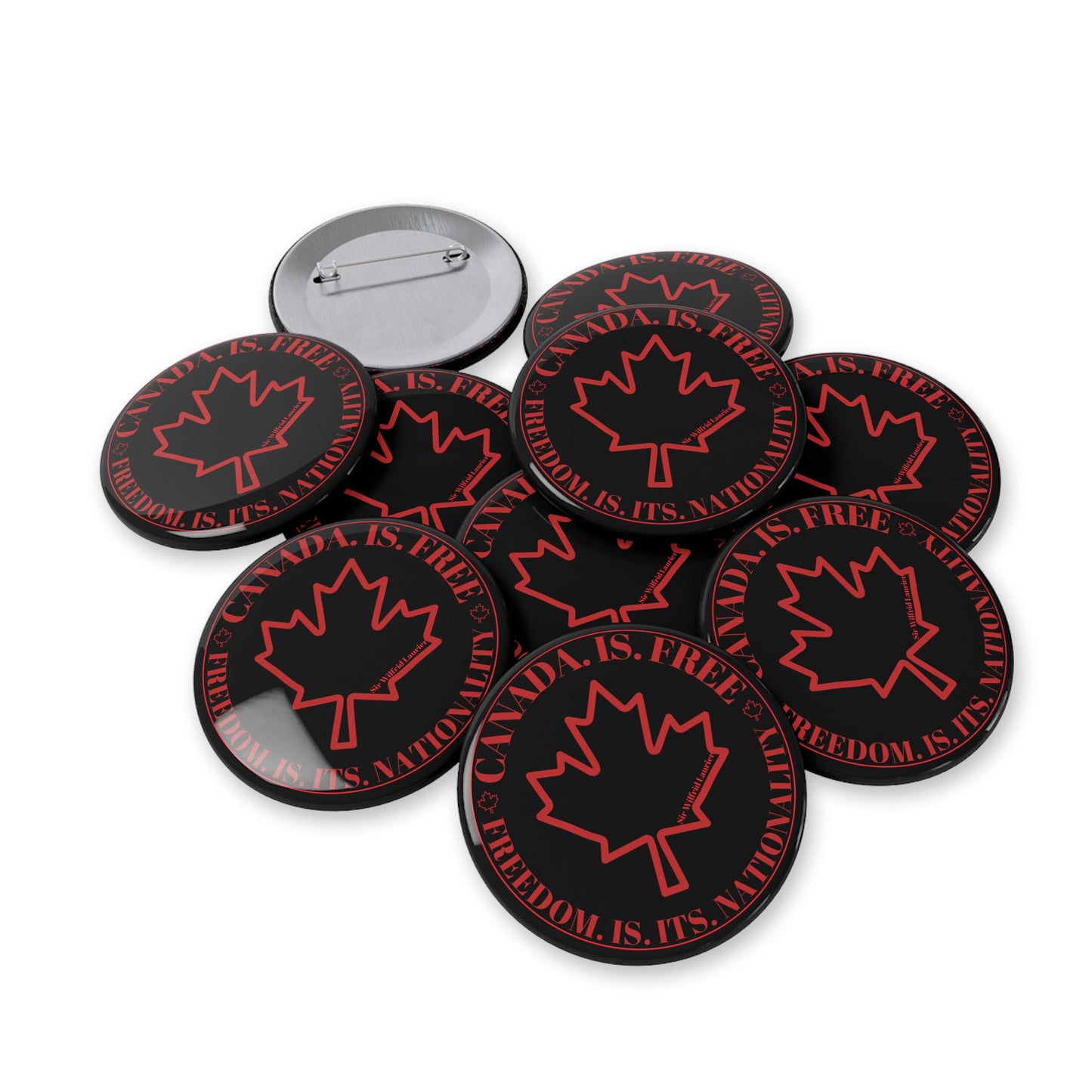 Stylish Canadian Maple Leaf Round Pins - Canada is Free. Perfect for Fashion and Celebrations
