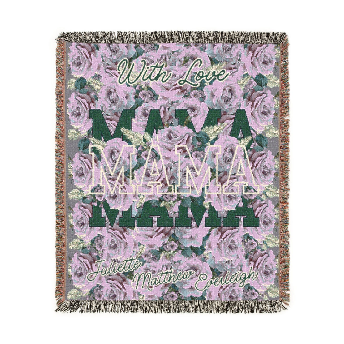 Floral Woven Blanket - "With Love, Mama" Cozy Throw for Mothers Day & Home Decor
