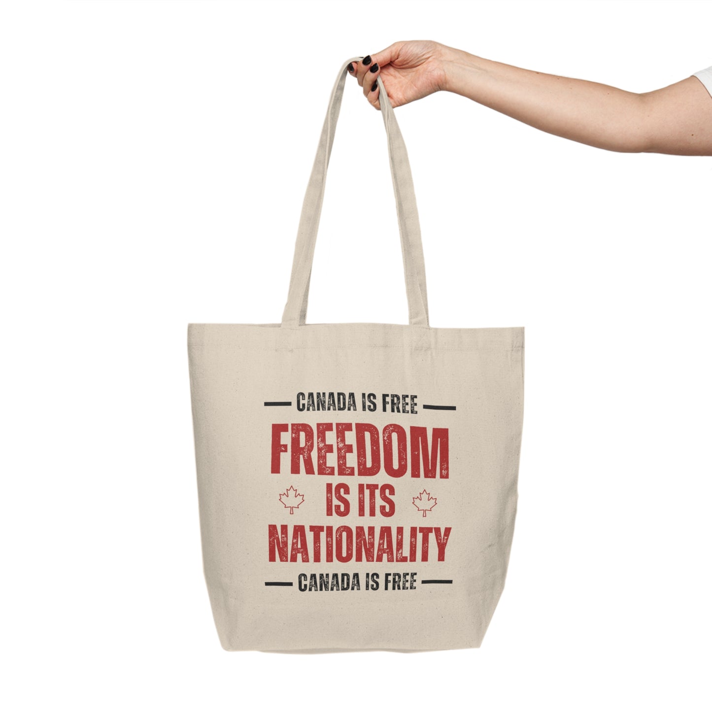 Patriotic Canada Freedom Canvas Tote Bag - Eco-Friendly Shopping Bag for Canadian Pride