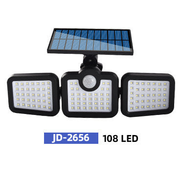 New three-head solar wall lamp led garden lamp household solar human body induction lamp outdoor waterproof street lamp