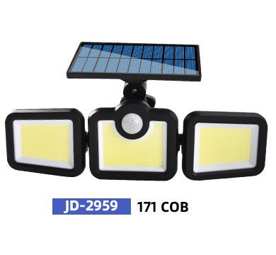 New three-head solar wall lamp led garden lamp household solar human body induction lamp outdoor waterproof street lamp